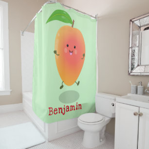 Rideaux De Douche Caricature jaune mangue mignonne