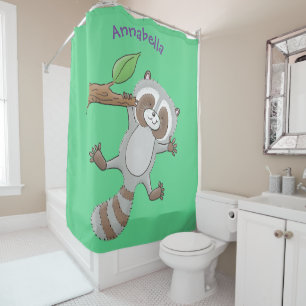 Rideaux De Douche Caricature pour bébé au raton laveur joyeux