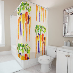 Rideaux De Douche Carottes aquarelles légumes mignons