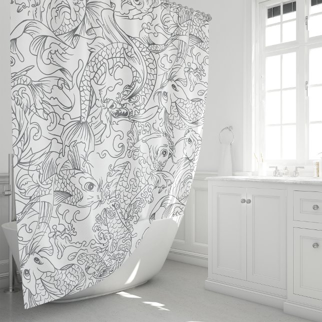 Rideaux De Douche Carpe Koï Japonaise (Créateur téléchargé)