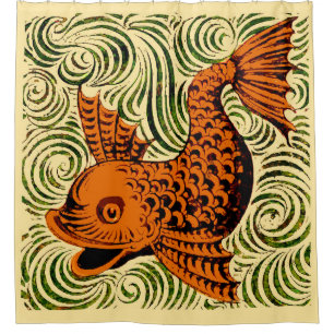 Rideaux De Douche Carreau Antique Poisson Art Ancien Art De Morgan