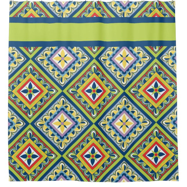 Rideaux De Douche Carreau de Talavera vert (Devant)