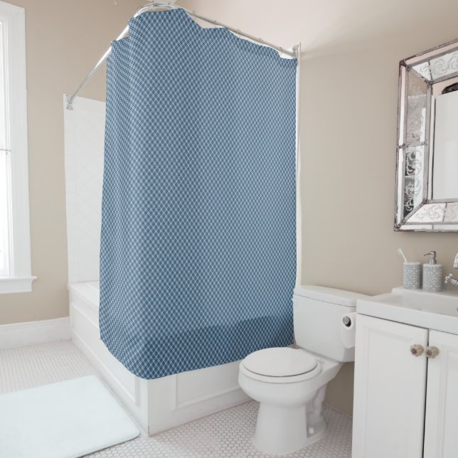 Rideaux De Douche Carreaux bleus (En situation)