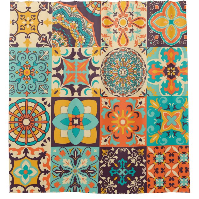 Rideaux De Douche Carreaux colorés Azulejos. portugais traditionnel  (Devant)