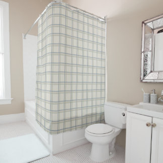Rideaux De Douche Carreaux de fenêtre côtière en motif écossais bleu