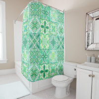 Carreaux décorés en vert et blanc