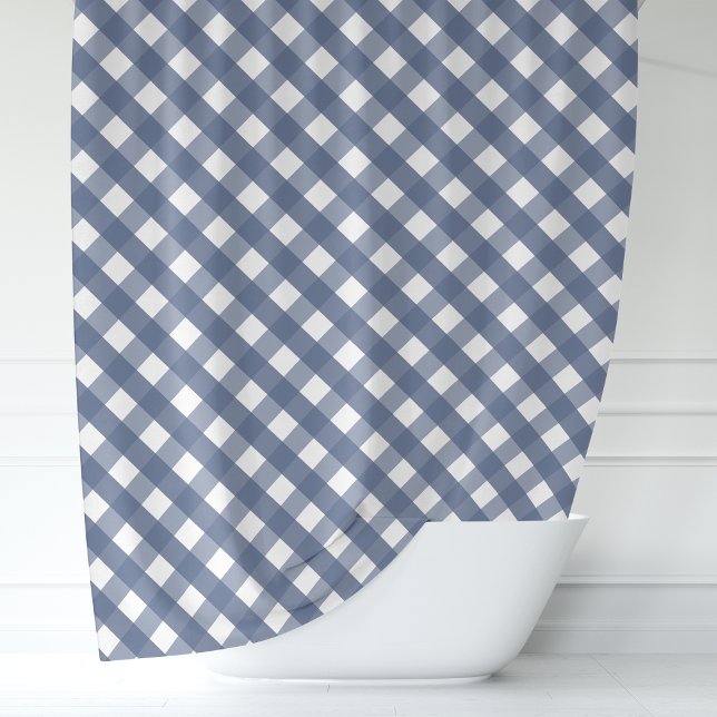 Rideaux De Douche Carreaux Gingham Bleu Marine et Blanc (Créateur téléchargé)