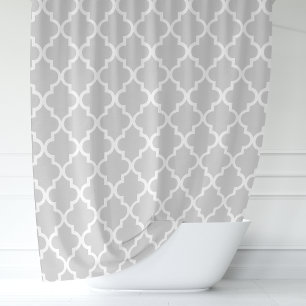 Rideaux De Douche Carreaux marocains gris et blanc en quatre feuille