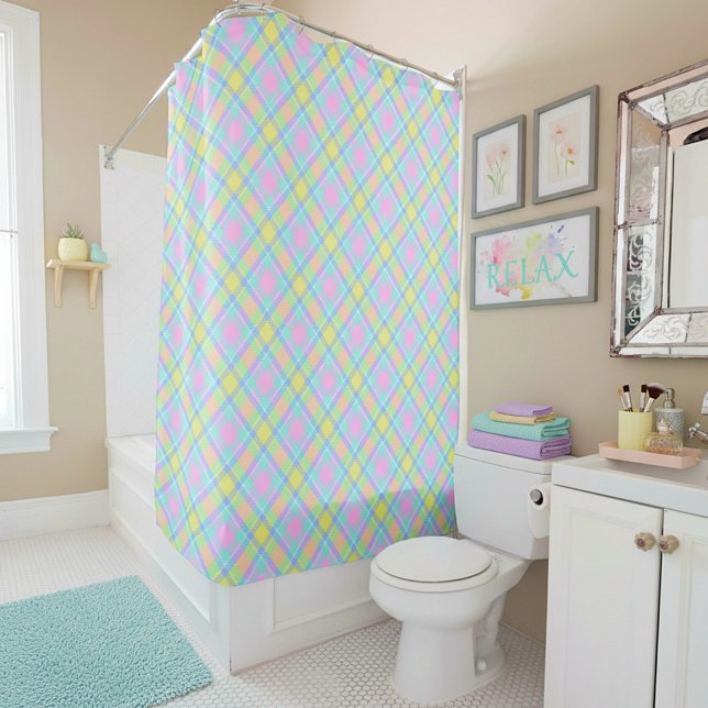 Rideaux De Douche Carreaux pastel (Créateur téléchargé)