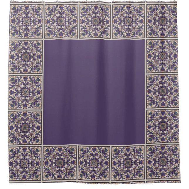 Rideaux De Douche Carreaux radiaux violets (Devant)