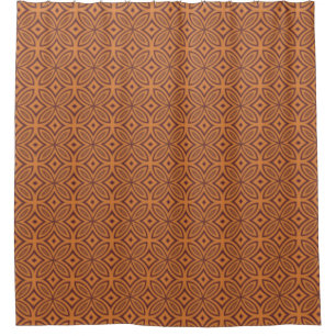 Rideaux De Douche Carreaux rétro motif géométrique orange et marron