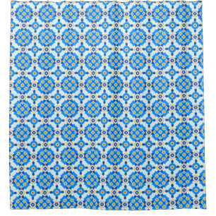 Rideaux De Douche Carrelage bleu marocain Motif Boho