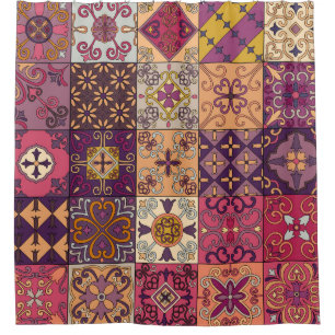 Rideaux De Douche Carrelage portugais : motif de style talavera.