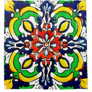 Rideaux De Douche Carrelage Talavera Mexicaine No 7