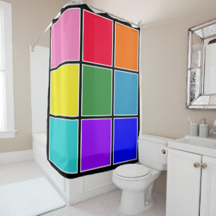 Rideaux De Douche Carrés arc-en-ciel en noir