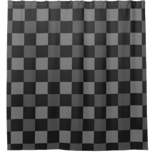 Rideaux De Douche Carrés Vichy Noir et Gris à Damier