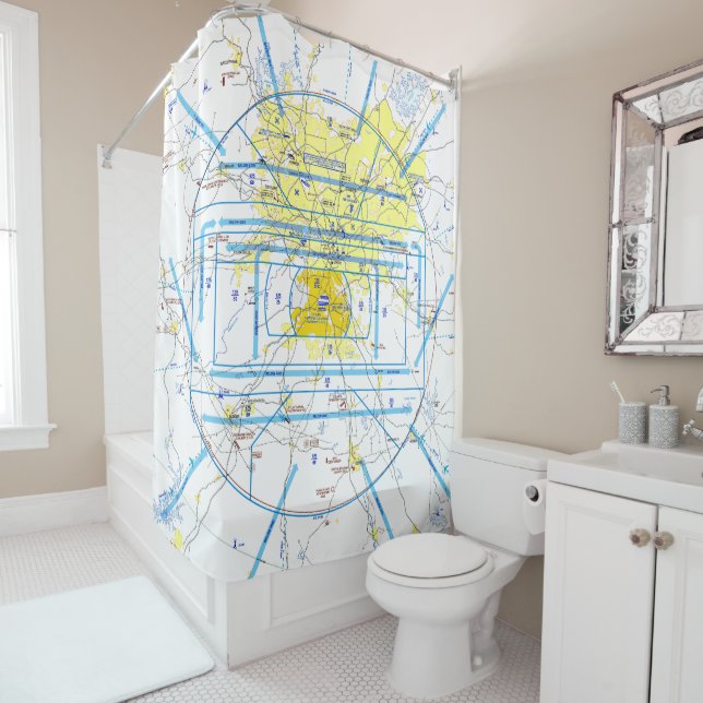 Rideaux De Douche Carte aéronautique (En situation)