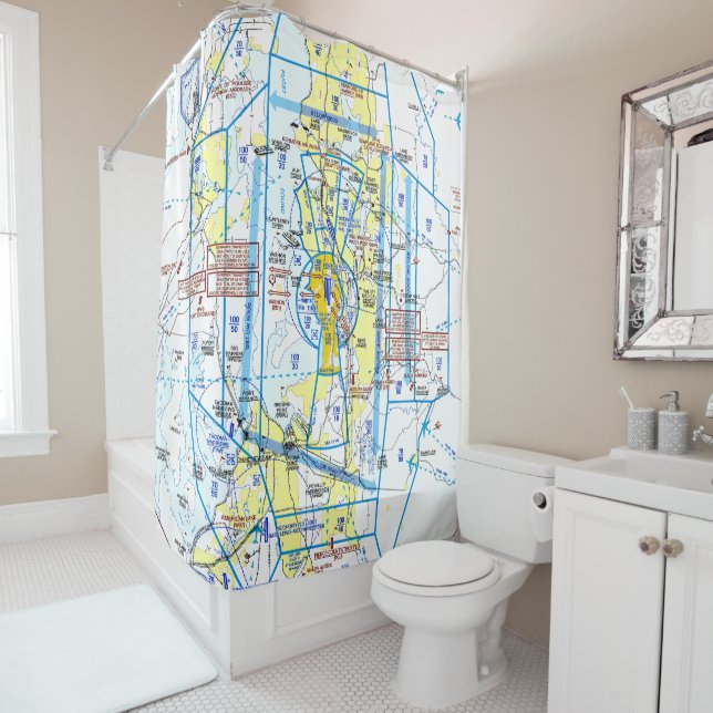 Rideaux De Douche Carte aéronautique (En situation)