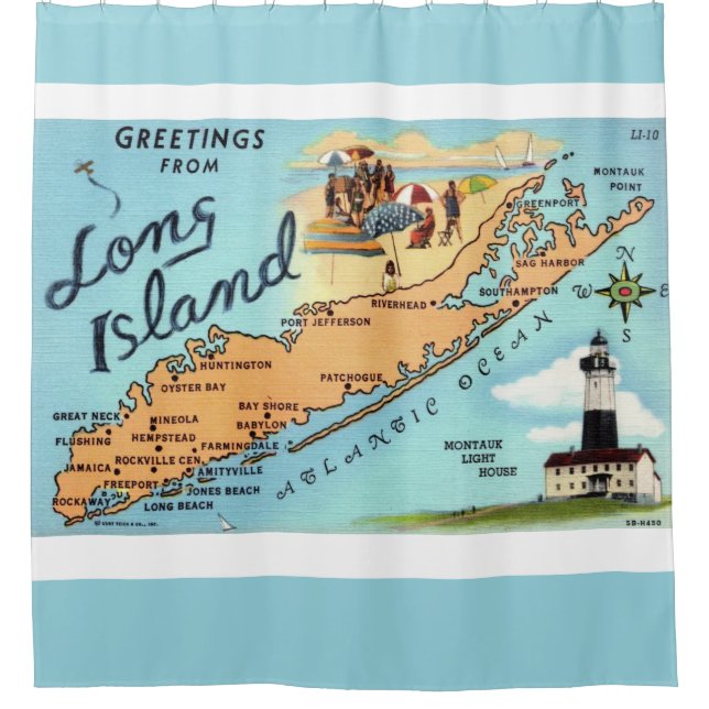 Rideaux De Douche Carte ancienne de Long Island (Devant)