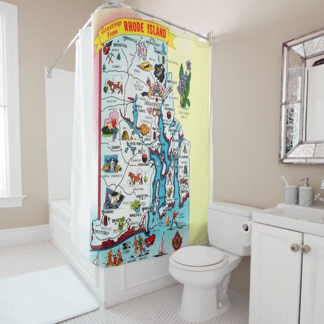 Rideaux De Douche Carte ancienne de Rhode Island  (En situation)