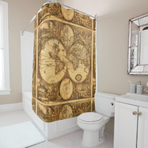 Rideaux De Douche Carte antique du monde