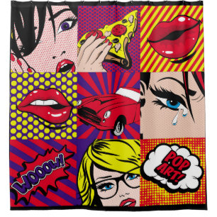 Rideaux De Douche Carte d'art pop Illustration, art, bande dessinée,