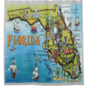 Rideaux De Douche Carte de Floride États-Unis dessin animé