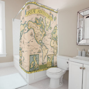 Rideaux De Douche Carte de grandes aventures