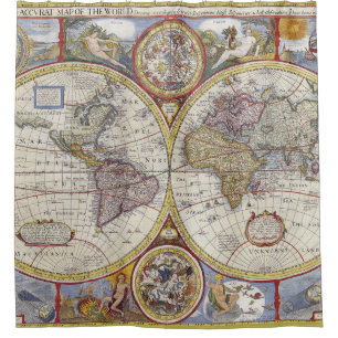 Rideaux De Douche Carte de l'Ancien Monde Vintage cool et unique