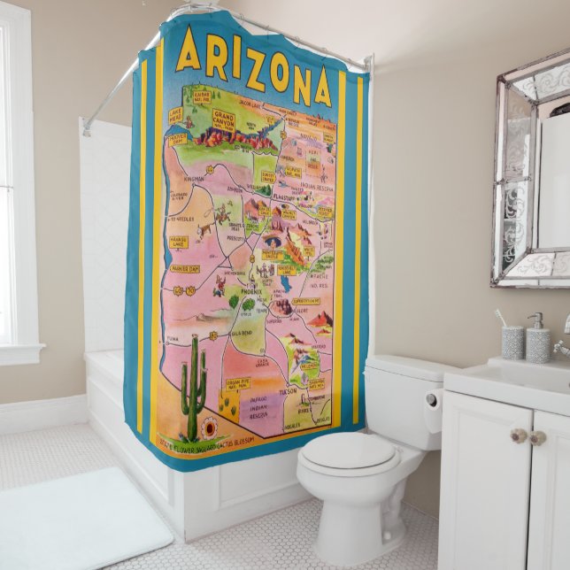 Rideaux De Douche Carte de l'Arizona  (En situation)
