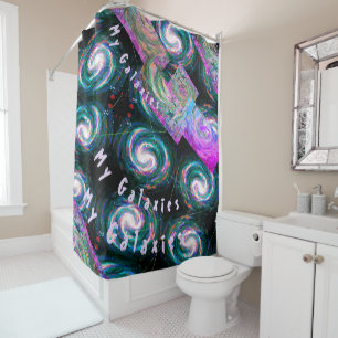Rideaux De Douche Carte de maquillage de mes Galaxies en vert et vio