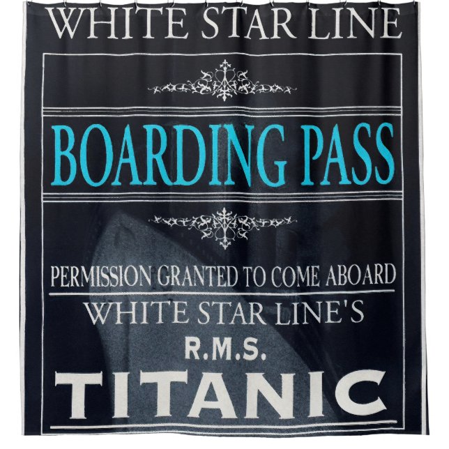 Rideaux De Douche Carte d'embarquement Titanic White Star Line Noir (Devant)