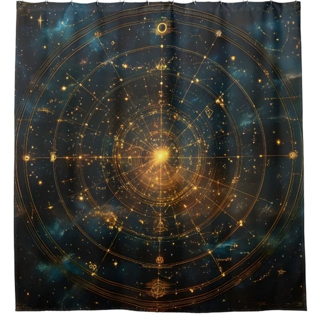 Rideaux De Douche Carte des étoiles célestes d'or (3) (Devant)