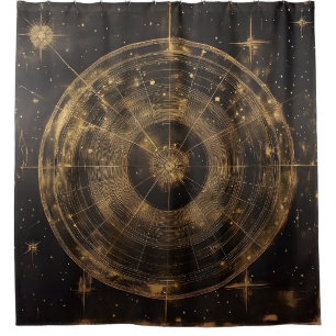 Rideaux De Douche Carte des étoiles célestes d'or (5)