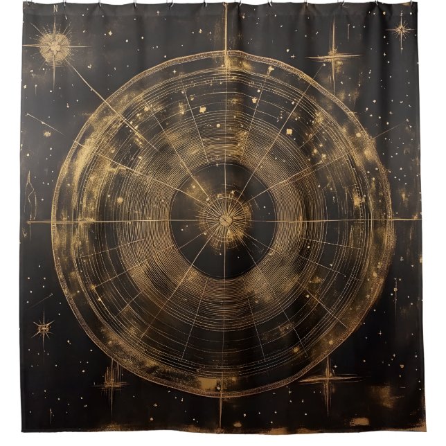Rideaux De Douche Carte des étoiles célestes d'or (5) (Devant)
