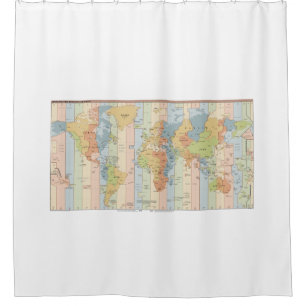 Rideaux De Douche Carte des fuseaux horaires mondiaux