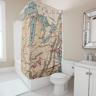 Rideaux De Douche Carte des Grands Lacs d'Amérique du Nord