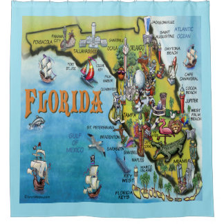 Rideaux De Douche Carte du dessin animé en Floride