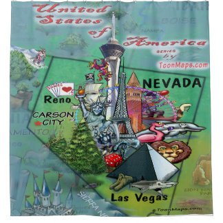 Rideaux De Douche Carte du dessin animé Nevada USA