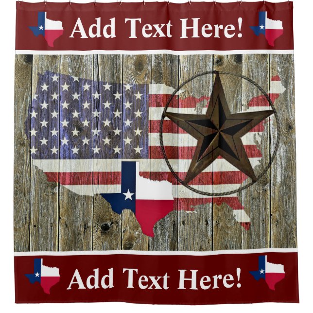 Rideaux De Douche Carte du drapeau de l'État de Texas Lone Star (Devant)