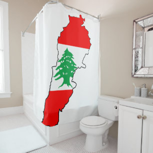 Rideaux De Douche Carte du Liban avec drapeau