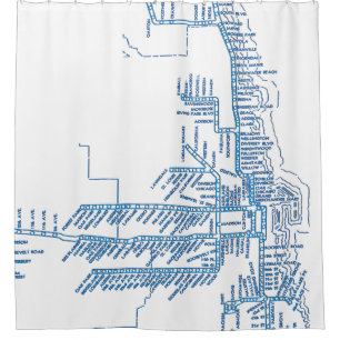 Rideaux De Douche Carte du métro de Chicago avec arrêt de train vi