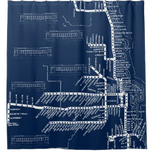 Rideaux De Douche Carte du métro de Chicago avec arrêts de train v