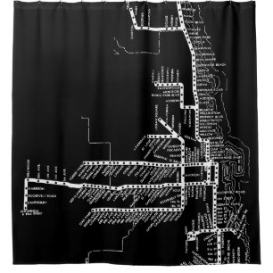 Rideaux De Douche Carte du métro de Chicago avec arrêts de train vin