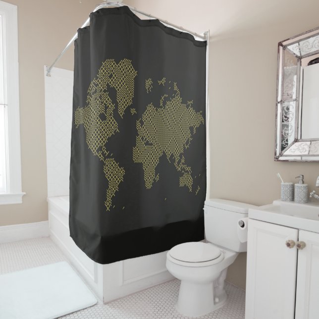 Rideaux De Douche Carte du monde de Digitals (En situation)
