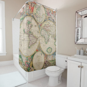 Rideaux De Douche Carte du monde Vintage voyage classique