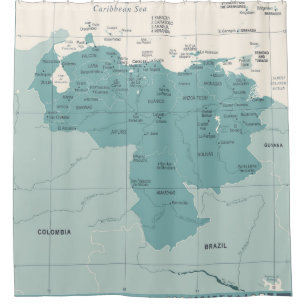 Rideaux De Douche Carte du Venezuela - Vintage High Détaillé vintage