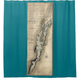 Rideaux De Douche Carte historique de lac Champlain Vermont