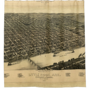 Rideaux De Douche Carte imagée vintage de Little Rock (1887)