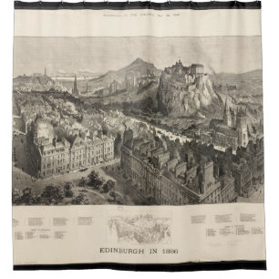 Rideaux De Douche Carte imagée vintage d'Edimbourg Ecosse (1886)